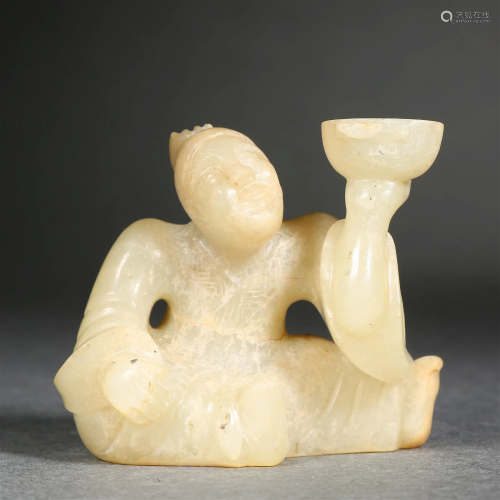 A Chinese Carved White Jade Figure Han Dyn.
