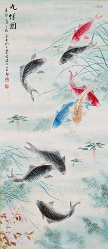 A Chinese Scroll Painting Signed Wu Qingxia