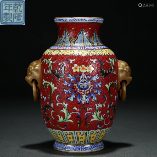 A Chinese Falangcai and Gilt Vase Qing Dyn.