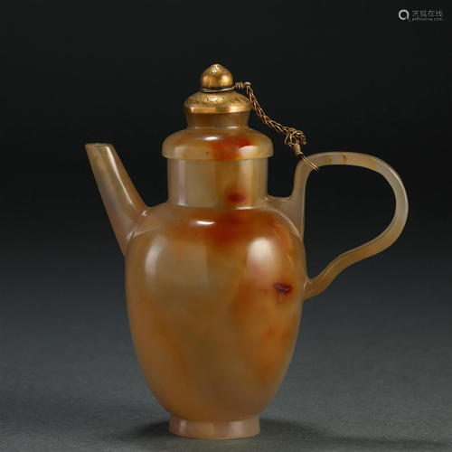 A Chinese Carved Agate Ewer Liao Dyn.