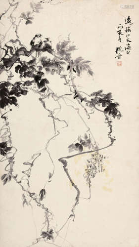 1918-2000 陈从周 花鸟   约2.42平尺 水墨纸本 镜片
