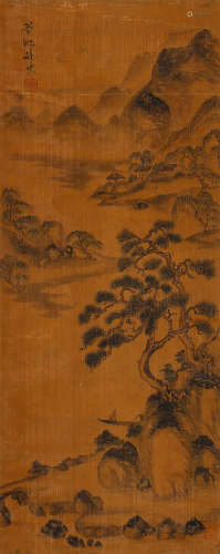 （？-1824） 张如芝 淞江垂钓   约3.64平尺 水墨绢本 立轴