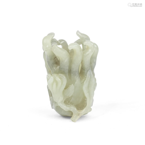 A PALE GREEN JADE CARVING OF A FINGER CITRON 19th century (2...