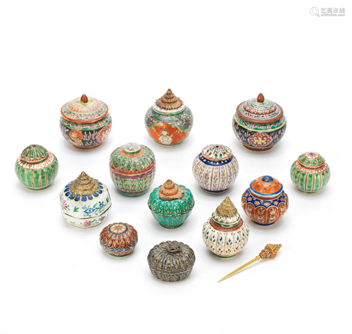 A GROUP OF FOURTEEN BENCHARONG WARES China for the Kingdom o...