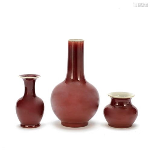 THREE SANG-DE-BOEUF VASES 19th/20th century (3)