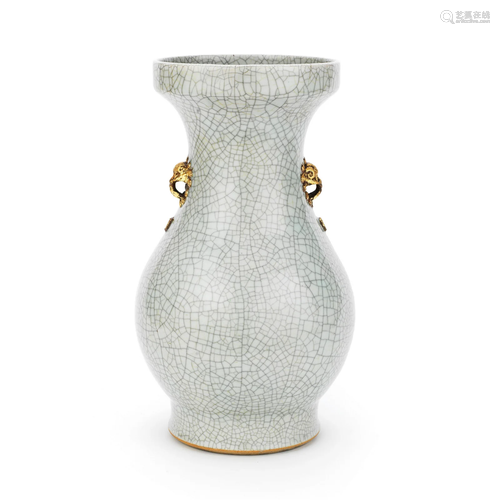 A CRACKLE GLAZED BALUSTER VASE 19th century