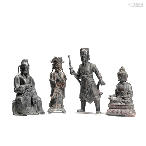 A GROUP OF FOUR BRONZE SCULPTURES Ming Dynasty (4)