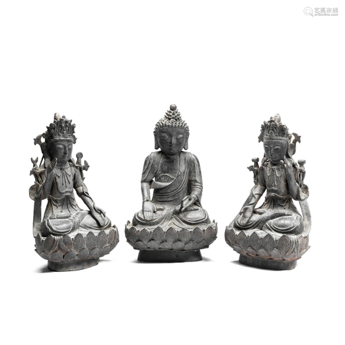 THREE BRONZE FIGURES Possibly Korean, 17th century (4)