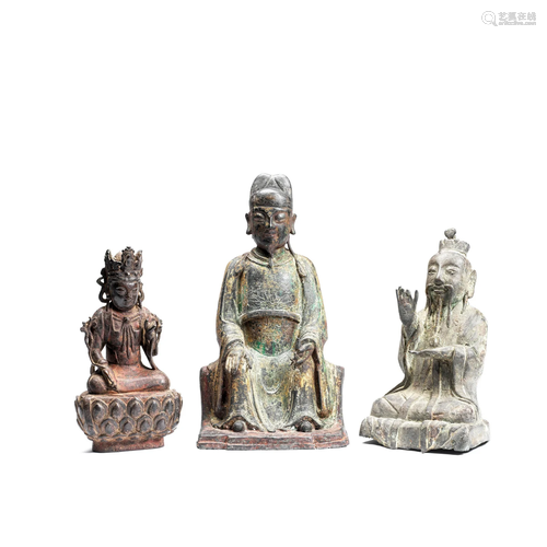 THREE BRONZE FIGURES Ming Dynasty (3)