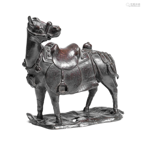 A BRONZE MODEL OF A HORSE 17th century