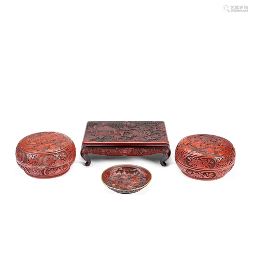 A GROUP OF FOUR LACQUER WARES Late Qing Dynasty (6)