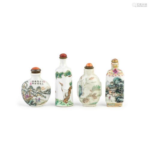 FOUR PORCELAIN SNUFF BOTTLES 19th to early 20th century (8)