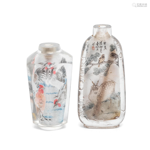 TWO INSIDE-PAINTED GLASS SNUFF BOTTLES By Ye Zhongsan, late ...