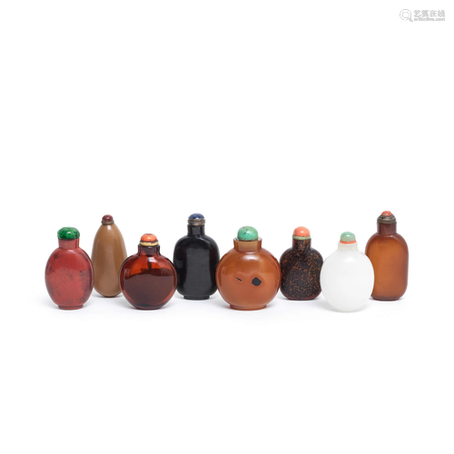 A GROUP OF EIGHT SNUFF BOTTLES 19th/early 20th century (16)