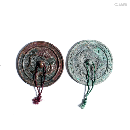 TWO BRONZE 'TWIN CARP' MIRRORS Song Dynasty (4)