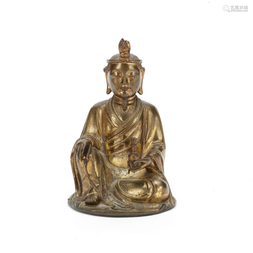 A GILT BRONZE FIGURE OF AVALOKITESHVARA 17th/18th century