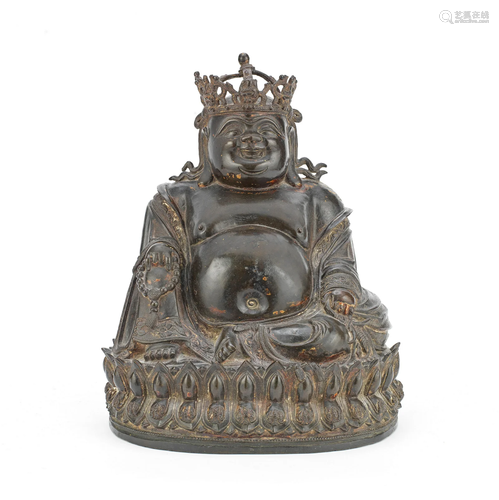 A BRONZE FIGURE OF BUDAI Ming Dynasty