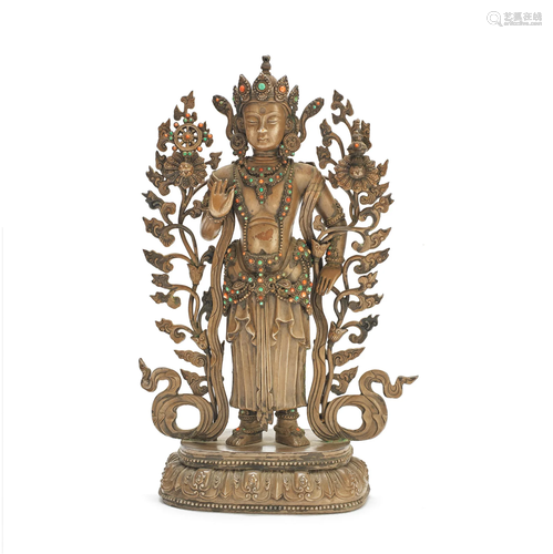 A COPPER-ALLOY FIGURE OF AVALOKITESHVARA 20th century (2)