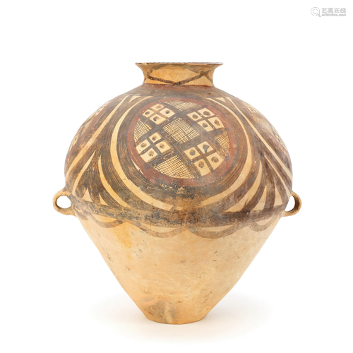 A NEOLITHIC POTTERY OVOID JAR Probably Majiayao Yangshao Cul...