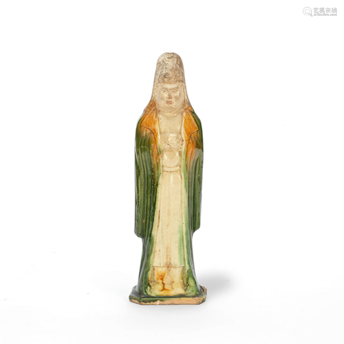 A SANCAI GLAZED FIGURE OF AN ATTENDANT Tang Dynasty (3)