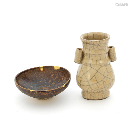 A JIZHOU 'TORTOISESHELL' BOWL AND A SMALL GE-TYPE ...