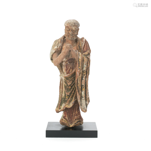 A PAINTED STUCCO FIGURE OF A LUOHAN Ming Dynasty (3)