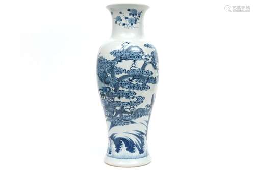 Chinese vase in marked porcelain with a blue-white decor wit...