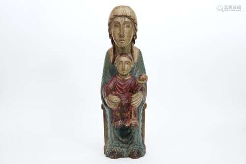 'Antieke' neo-Romaanse houtsculptuur met originele p...