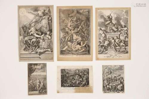 Lot (6) met zeventiende en achttiende eeuwse gravures six 17...