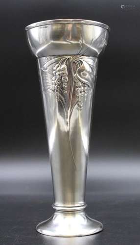 JUGENDSTIL-POKALVASE, 800ER SILBER, 299GR.