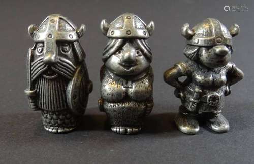 3 ZINNFIGUREN "WIKINGER" NORWAY