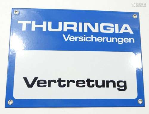 EMAILLESCHILD "THURINGA VERSICHERUNGEN", 50ER-JAHR...