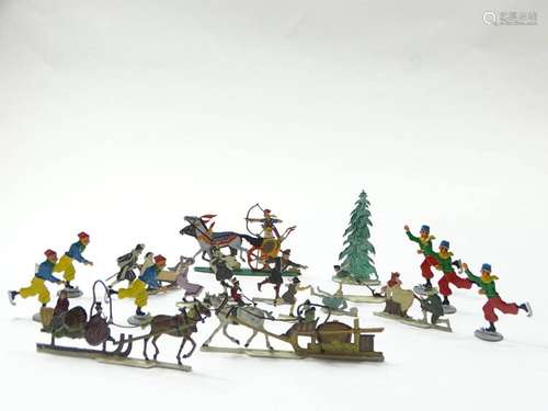 KONVOLUT BEMALTER ZINNFIGUREN, WINTERMOTIVE