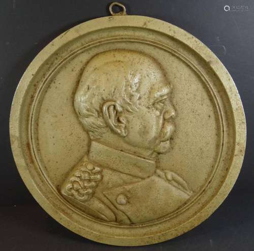 GROSSE METALLGUSS-PLAKETTE "BISMARCK"