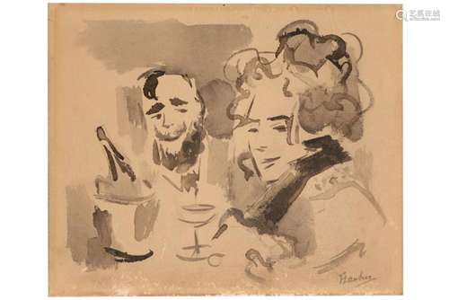 DE TOULOUSE-LAUTREC HENRI (1864 - 1901) lavis : "Cafésc...