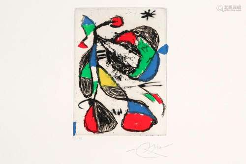 MIRO JOAN (1893 - 1983) kleurets met carborundum (!!) (op Em...