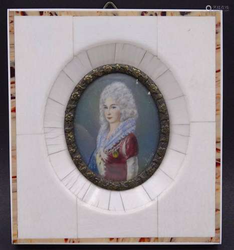 MINIATUR DAMEN PORTRAIT AUF BEIN, RG 10 X 9,0CM