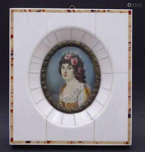 MINIATUR DAMEN PORTRAIT AUF BEIN, RG 10 X 9,0CM