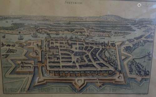 GROSSER STADTPLAN VON "STETTINUM" VON 1705