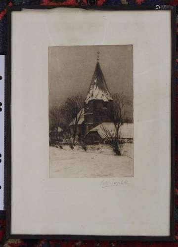 GEORG SIEL-FREYSTETT (1868-1919), KIRCHENANSICHT, RADIERUNG