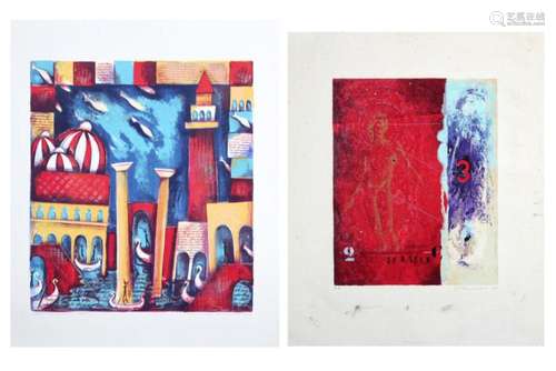 Lot van twee prints : - n° 46/63 getekend Marianne Aulman (°...