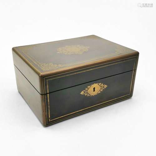 Coffret d'époque Napoléon III Bois noirci et incrustatio...