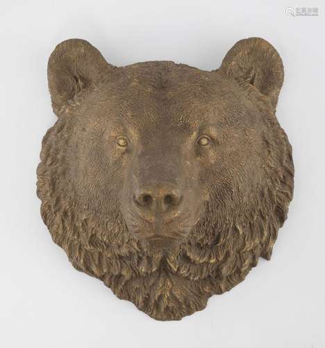 Tête d’ours Terre cuite émaillée au naturel, H 33 cm