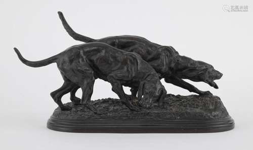 Isidore Jules Bonheur (1827-1901) Deux chiens, bronze, L 40 ...