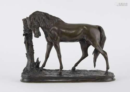 Pierre-Jules Mêne (1810-1879) Cheval, bronze patiné, L 37 cm