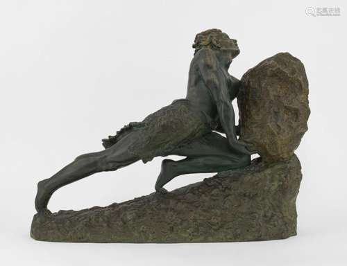 Emile Grégoire (1871-1948) Le mythe de Sisyphe, bronze à pat...