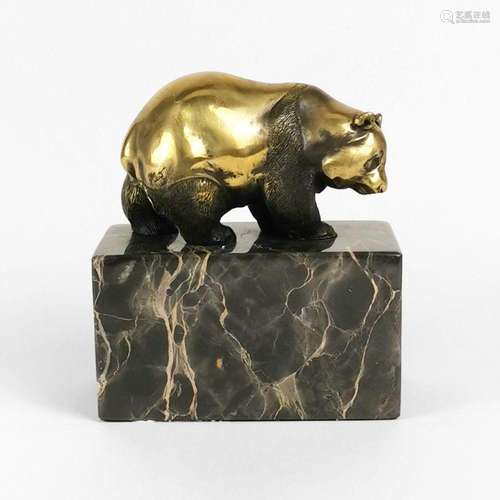 Ecole XXIe s Panda, bronze, L 12 cm