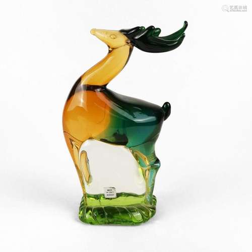 Cerf, Murano, XXe s Verre soufflé, H 21 cm