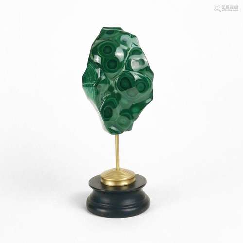 Bloc de malachite Monté sur socle, H 14,5 cm