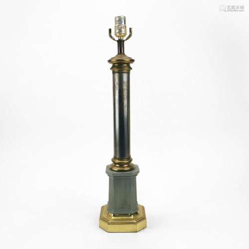 Lampe colonne Métal et laiton, H 49 cm